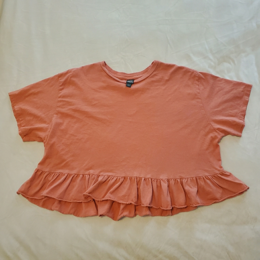 Wild Fable Ruffle Peplum Crop Tshirt